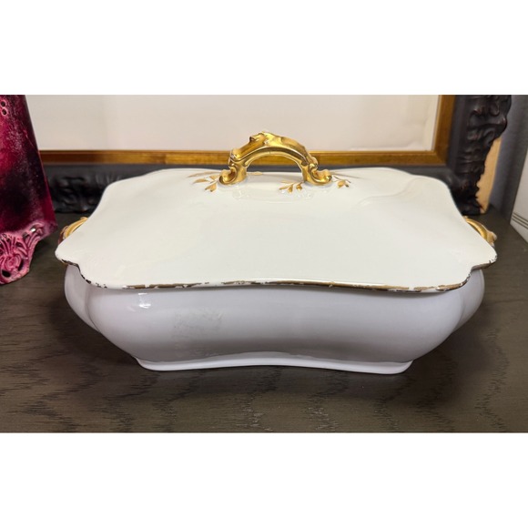 Haviland & Co. Other - Antique Haviland & Co Limoges White Gold Gilt Porcelain Covered Vegetable Tureen